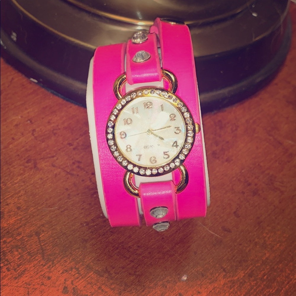 Bright Pink Wrap Watch
